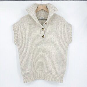 FRNCH Paris Wool Blend Henley Ribbed Gray Tan Wool Blend Sweater O/S